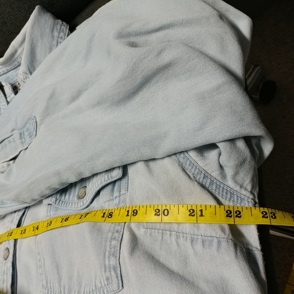 Vintage John Baner Distressed Jean Long Sleeve Shirt Womens L Denim Worn w/Holes - Picture 6 of 16